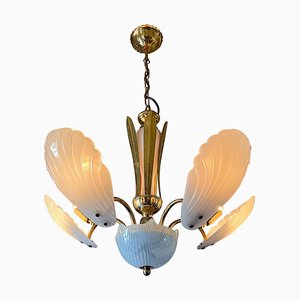 Shell Murano Glass Chandelier, 1980