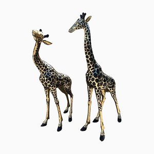Figuras de jirafa grandes de latón, años 90. Juego de 2