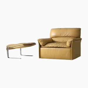 Set of Vintage Queening Lounge Chair with Ottoman by Giovanni Offredi, 1970
