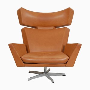 Ox Sessel aus cognacfarbenem Leder von Arne Jacobsen