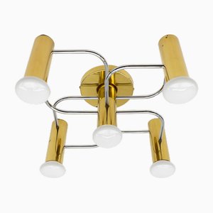 Sculptural Brass Wall Lights Flush Mounts by Leola, 1970s