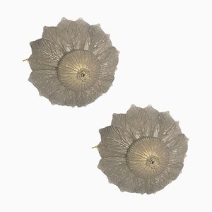 Plafón veneciano grande de cristal de Murano, años 60. Juego de 2