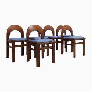 Curved Wood Dining Chairs 1970s , Set of 6