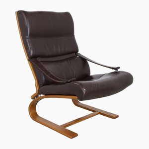 Sillón de cuero de Nelo Sweden para Nelo Möbel, años 70