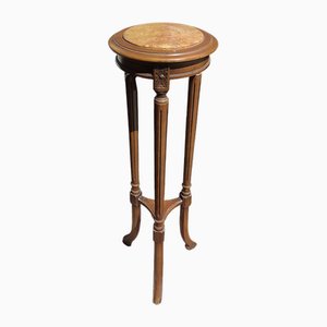Beech Column with Round Red Marble Top, 1940s