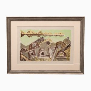 Eduard Bargheer, Village in the Desert, Lithographie Couleur