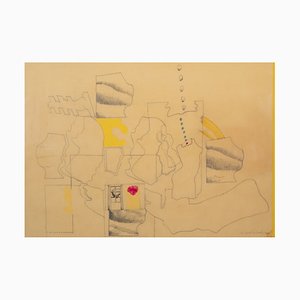 Gustavo Carbo-Berthold, Estudio abstracto figurativo, Tinta y papel, Enmarcado