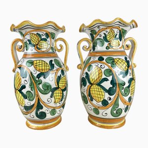 Painted and Handmade Ceramic Amphoraes of Caltagirone, 1980s, Set of 2