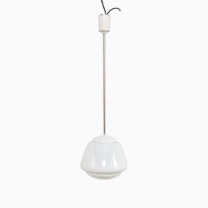 Weiße Milchglas Deckenlampe, 1960er