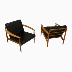 Teak Armchairs attributed to Grete Jalk, Denmark, 1960s, Set of 2