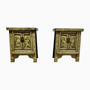 Chinoiserie Cream Lacquered Cabinets, Set of 2