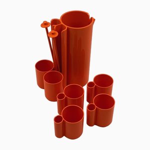 Space Age Drinking Set Orangeade by Jean Pierre Vitrac, 1970s, Set of 9