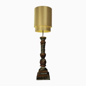 Swedish Lamp Foot with Doupion Silk Cylindrical Lampshade