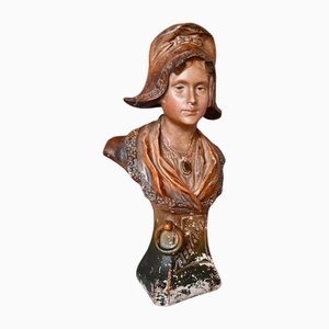 Busto da donna in gesso policromo, fine XIX secolo