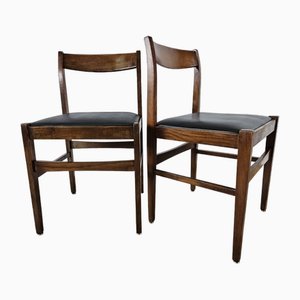 Wooden Dining Room Chairs with Skai Seat by Mario Sabot, Italy, 1970s, Set of 2