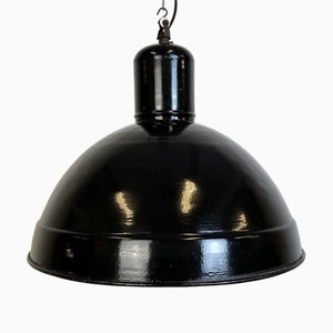 Industrial Black Enamel Factory Pendant Lamp, 1950s