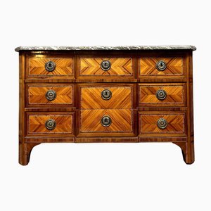 Commode Louis XVI Antique en Marqueterie de Bois Noble