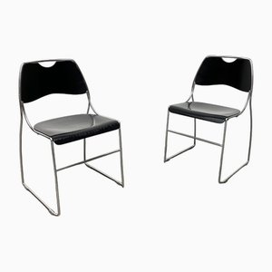 Postmodern Minimalist Stacking Chairs, 1980s, Set of 2