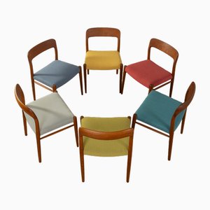 Model 75 Dining Chairs by Niels Otto Møller for J.L. Møllers, 1960s, Set of 6