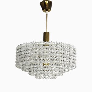 Lampadario in ottone con perle, anni '70