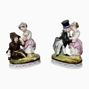 Figurines Continentales Victoriennes en Porcelaine, 1880s, Set de 2