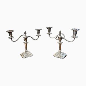 Edwardian Silver Plated Ornate Candleholders, 1900s, Set of 2