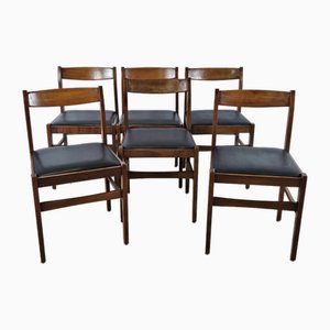 Wooden Dining Room Chairs with Skai Seat by Mario Sabot , italy, 1970, Set of 6