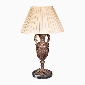 Große Italienische Lampe aus Vergoldetem Metall & Marmor, 1890er