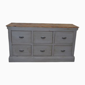 Large Vintage Counter in Gray Patinated Wood, 1930s