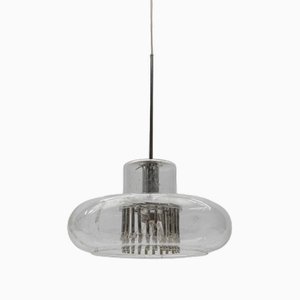 Mid-Century Modern Chrome and Glass Pendant Lamp from Doria Leuchten, 1960s