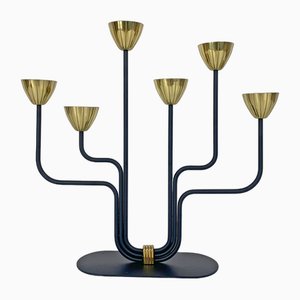 Mid-Century Scandinavian Candleholder in Brass and Metal by Gunnar Ander for Ystad Metall, 1950s