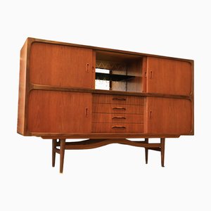 Dänischer Schrank aus Teak mit Schiebetüren & Barschrank, 1960er