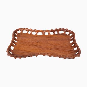 Handgeschnitztes Vintage Serviertablett aus Teak, 1970er