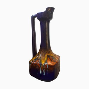 Mid-Century Modern Italian Blue Ceramic Jug Vase by Bertoncello, 1970s
