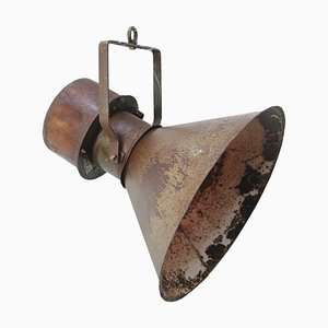 Lámpara colgante industrial Mid-Century de metal en marrón óxido