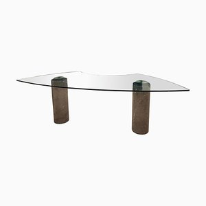 Glass and Marble Desk M4 Series by Angelo Mangiarotti for Skipper, Italy, 1985