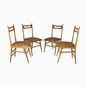 Vintage Italian Wooden Dining Chairs, 1950s, Set of 4