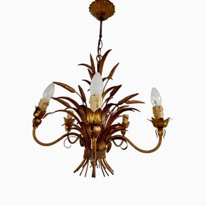 Lampada a sospensione Hollywood Regency vintage in ottone, anni '50