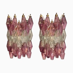 Pink and Clear Poliedri Sconces by Carlo Scarpa for Venini, 1980s, Set of 2