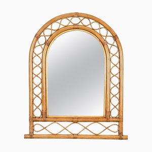 Miroir Arc en Rotin, Osier et Bambou, Italie, 1960s