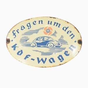 Emailliertes VW Käfer Schild, 1930er