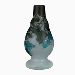 Vase en Pâte de Verre avec Douche de Pied Décor Floral par Muller Frères Lunéville