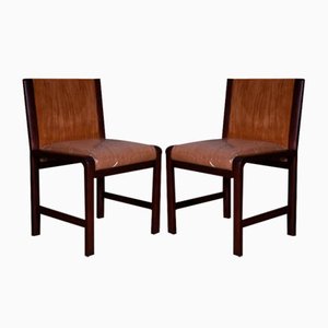 Chaises en Hêtre et Velours, Set de 2