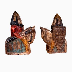 Wooden Crusader Knight Statuettes