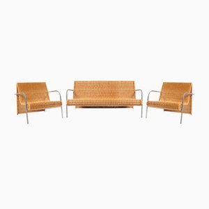 Fauteuils et Canapé en Rotin Naturel, Set de 3