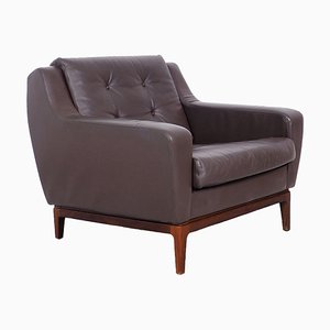 Vintage Brown Leather Lounge Chair on Rosewood Legs from Porfilia Werke, 1960s