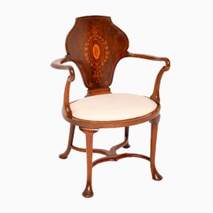 Fauteuil Antique Édouardien Marqueté, 1890s