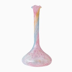 Vintage Pastel Colors Polychrome Murano Glass Flower Vase, Italy