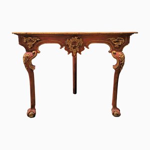 18th Century Baroque Corner Console in Polychrome in Red, Andalusia