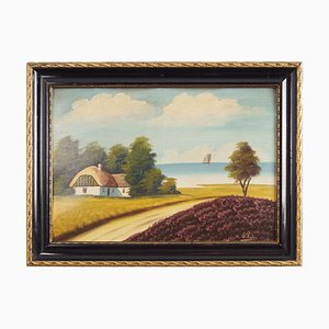 Scandinavian Artist, The Hut by the Sea, 1970s, Oil on Board, Framed